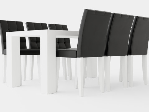 Cibus Food Group With 6 Viktor Chair White Black 3D Model