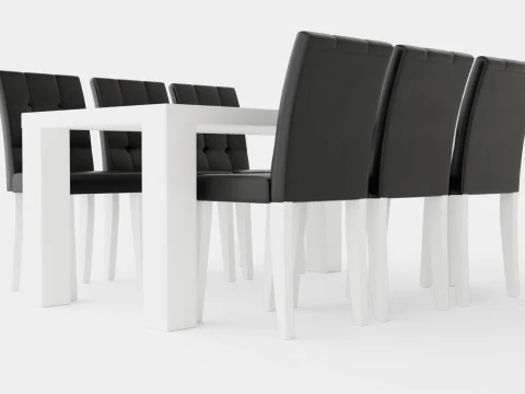 Cibus Food Group With 6 Viktor Chair White Black 3D Model