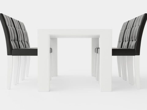 Cibus Food Group With 6 Viktor Chair White Black 3D Model