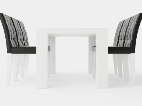 Cibus Food Group With 6 Viktor Chair White Black 3D Model