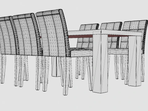 Cibus Food Group With 6 Viktor Chair White Black 3D Model