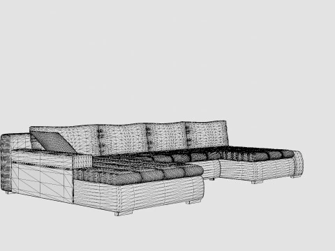 Cillo U Bed Sofa Reversible Artificial Leather Black And White 3D Model