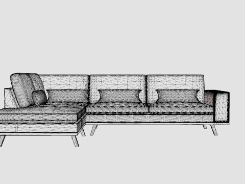 Copenhagen 2 5 Seater L Sofa Left 3D Model