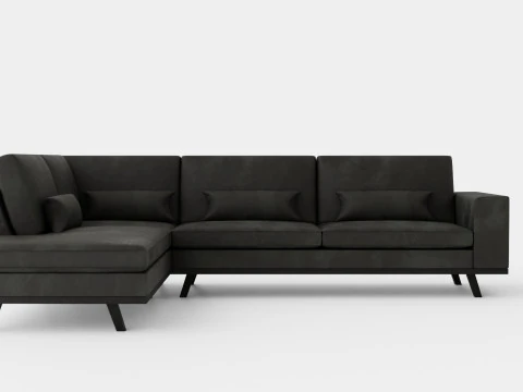 Sofa Kopenhagen 2 5 Tempat Duduk L Beludru Kiri Model 3D