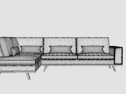 Copenhagen 2 5 Seater L Sofa Left Velvet Modelo 3D