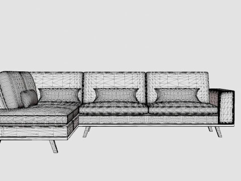 Copenhagen 2 5 Seater L Sofa Left Velvet 3D Model