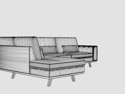Copenhagen 2 5 Seater L Sofa Left Velvet 3D Model