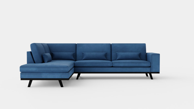 Copenhagen 2 5 Seater L Sofa Left Velvet Blue 3D 모델 .c4d .max .obj .3ds .fbx .stl .blend