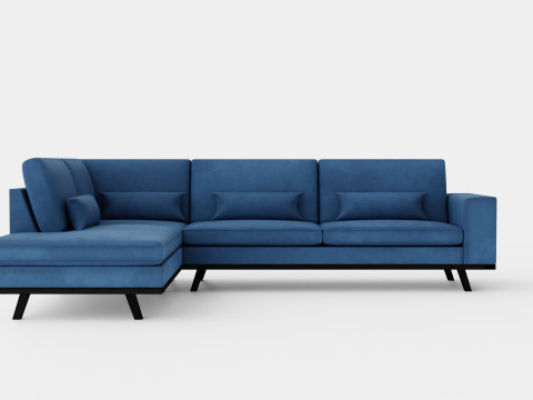 Copenhagen 2 5 Seater L Sofa Left Velvet Blue 3D Model