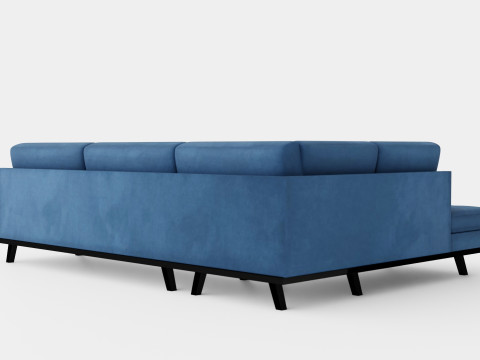 Copenhagen 2 5 Seater L Sofa Left Velvet Blue 3D 모델