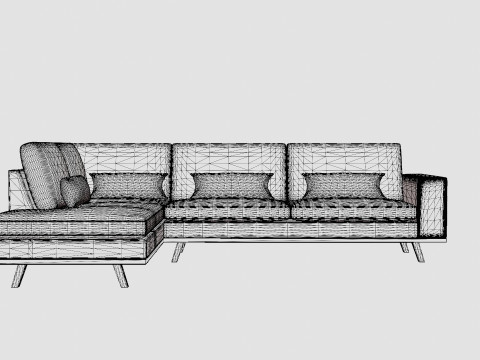 Copenhagen 2 5 Seater L Sofa Left Velvet Blue 3D 모델