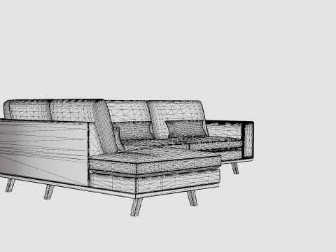 Copenhagen 2 5 Seater L Sofa Left Velvet Blue 3D 모델