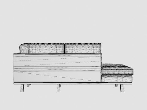 Copenhagen 2 5 Seater L Sofa Left Velvet Blue 3D 모델