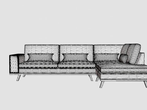 Copenhagen 2 5 Seater L Sofa Right 3D Model