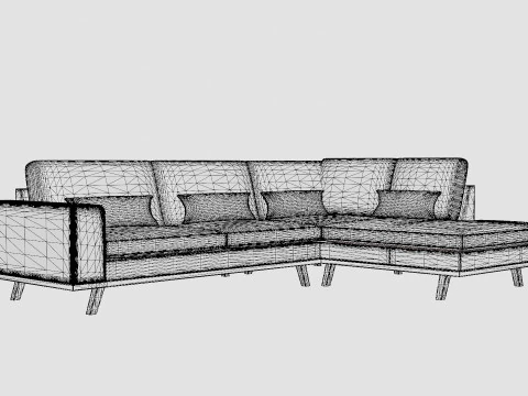 Copenhagen 2 5 Seater L Sofa Right 3D Model