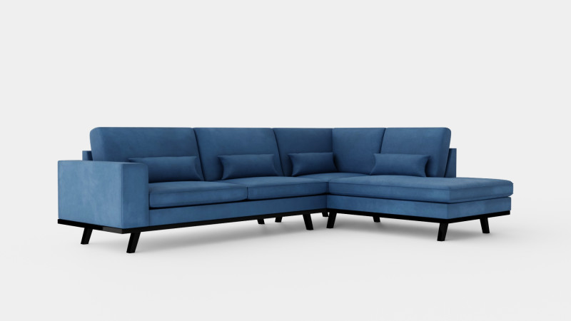 Copenhagen 2 5 Seater L Sofa Right Velvet Blue 3D 模型 .c4d .max .obj .3ds .fbx .stl .blend
