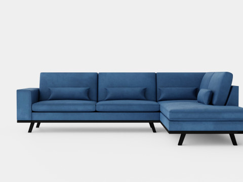 Copenhagen 2 5 Seater L Sofa Right Velvet Blue 3D 模型