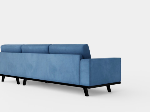 Copenhagen 2 5 Seater L Sofa Right Velvet Blue 3D 模型
