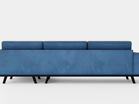 Copenhagen 2 5 Seater L Sofa Right Velvet Blue 3D 模型