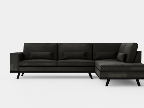 Copenhagen 2 5 Seater L Sofa Right Velvet Gray Modèle 3D