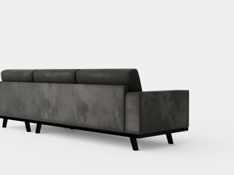 Copenhagen 2 5 Seater L Sofa Right Velvet Gray Modèle 3D