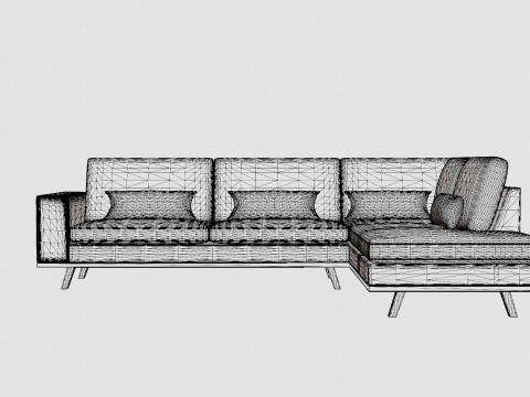 Copenhagen 2 5 Seater L Sofa Right Velvet Gray Modèle 3D