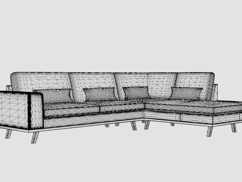 Copenhagen 2 5 Seater L Sofa Right Velvet Gray Modèle 3D