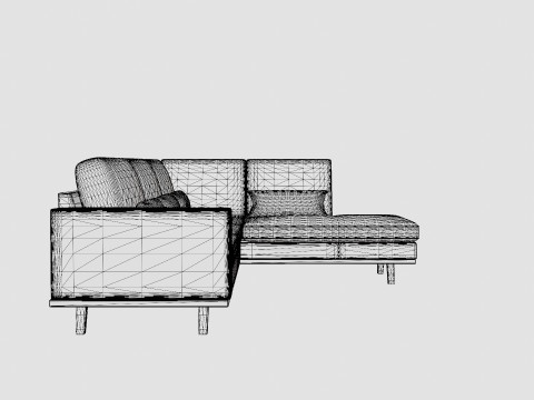 Copenhagen 2 5 Seater L Sofa Right Velvet Gray Modèle 3D