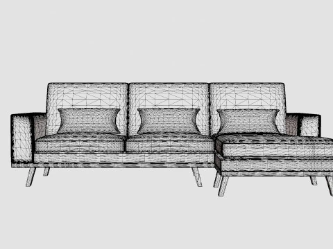 Copenhagen 2 5 Seater Sofa Right Manchester 3D Model