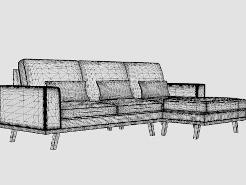 Copenhagen 2 5 Seater Sofa Right Manchester 3D Model