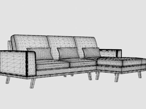 Copenhagen 2 5 Seater Sofa Right Manchester 3D Model