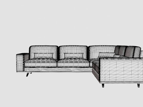 Copenhagen Corner Sofa Velvet 3D Model