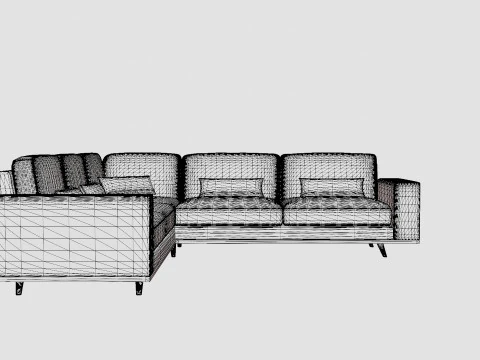 Copenhagen Corner Sofa Velvet 3D Model
