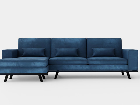 Copenhagen Divan Sofa Left Handed Blue 3D Model
