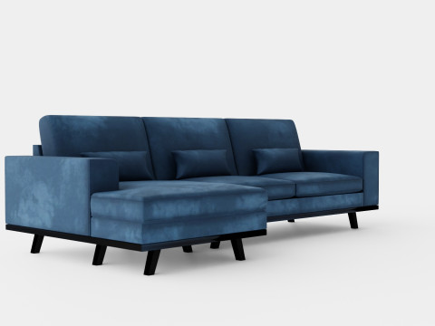 Copenhagen Divan Sofa Left Handed Blue Modèle 3D