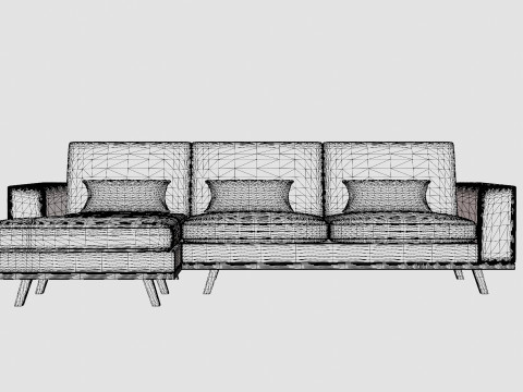 Copenhagen Divan Sofa Left Handed Blue Modèle 3D