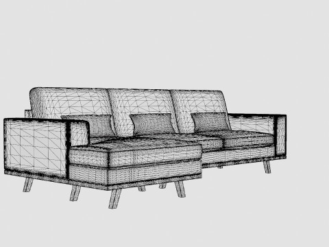 Copenhagen Divan Sofa Left Handed Blue Modèle 3D