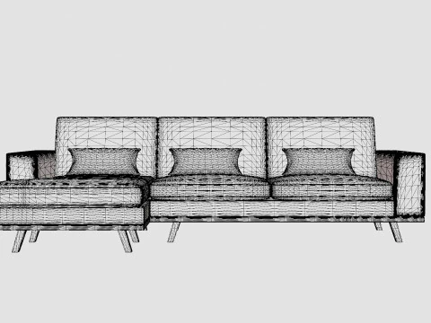 Copenhagen Divan Sofa Left Handed Gray 3D Model