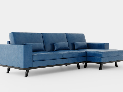 Copenhagen Divan Sofa Right Velvet 3D 模型