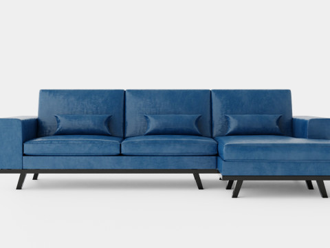 Copenhagen Divan Sofa Right Velvet Model 3D