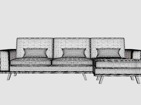 Copenhagen Divan Sofa Right Velvet Model 3D