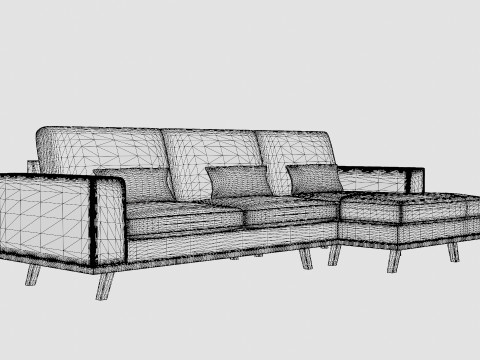 Copenhagen Divan Sofa Right Velvet Model 3D