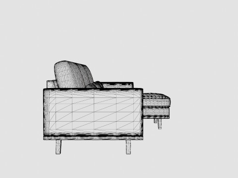 Copenhagen Divan Sofa Right Velvet Model 3D
