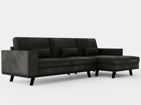 Copenhagen Divan Sofa Right Velvet Gray 3Dモデル