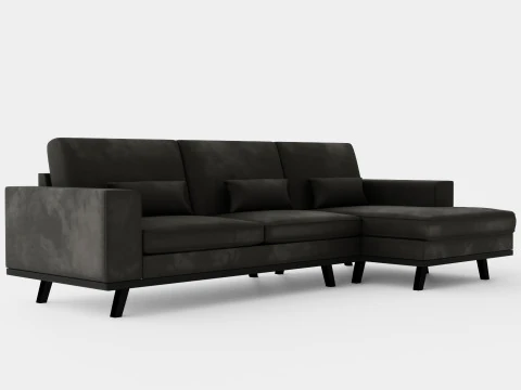 コペンハーゲン ディバン ソファ 右 ベルベット グレー 3Dモデル