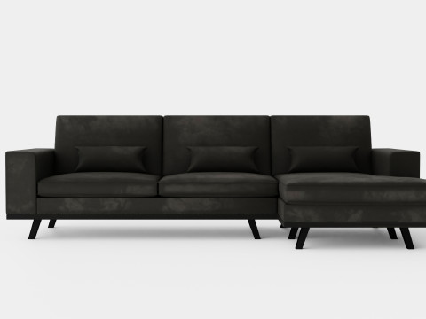 Copenhagen Divan Sofa Right Velvet Gray 3D 모델