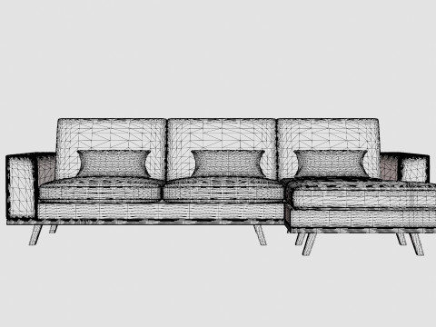 Copenhagen Divan Sofa Right Velvet Gray 3D 모델