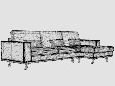 Copenhagen Divan Sofa Right Velvet Gray 3D 모델