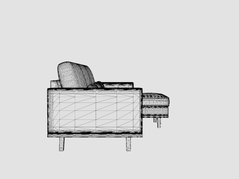 Copenhagen Divan Sofa Right Velvet Gray 3D 모델