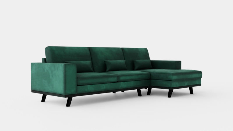 Copenhagen Divan Sofa Right Velvet Green Model 3D .c4d .max .obj .3ds .fbx .stl .blend